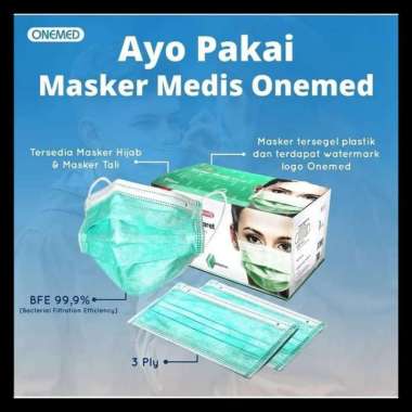masker earloop onemed medis hijau 3 ply isi 50 pcs/ masker medis onemed earloop 3 ply