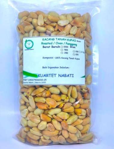 2 Kg Kuartet Nabati Roasted Kacang Tanah Kupas Rasa ORIGINAL Size BESAR 25/29 - Matang - Oven