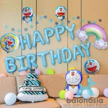 Balonasia Doraemon rainbow cake set Pink