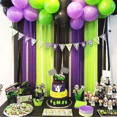 Balonasia Dekorasi Streamer Kertas Krep (Hitam, Ungutua, Hijaumuda) +25 Balon Doff