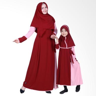 BajuYuli Baju Muslim Couple Gamis Ibu dan Anak - Maroon Peach