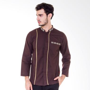 JAVA SEVEN Koko Tangan Panjang Baju Muslim Baju Muslim Pria - Coklat [MQI 001]