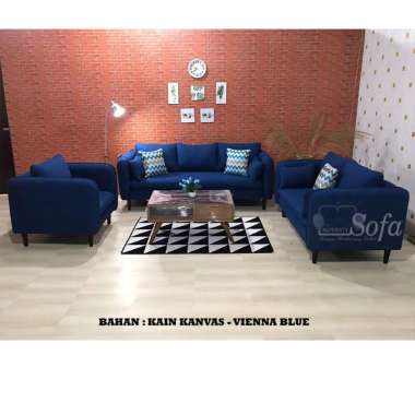 Sofa Ruang Tamu Modesty 321 Seater Flat + Meja Retro Blotic Warna Multicolor
