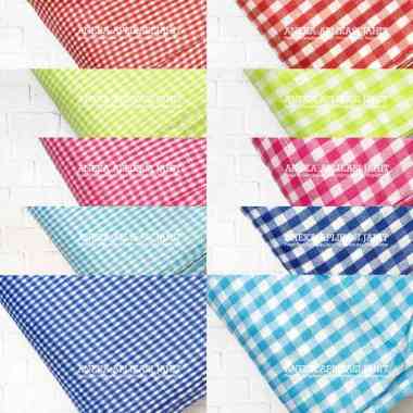 1 METER KAIN SELLA / SHELLA PETAK PETAK / KOTAK KOTAK UNTUK KETERAMPILAN P.KECIL-HIJAU-PUPUS