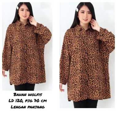 kemeja leopard wanita LD 120 Mocca LD 120
