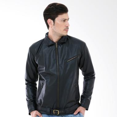 Crows Denim TFOA Generation 5TH Bikers Leather Jaket Pria - Hitam