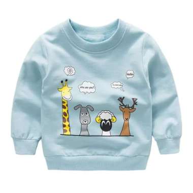 SWEATER ANAK PEREMPUAN LAKI-LAKI 1-8TAHUN HELLO / BAJU HANGAT ANAK / JAKET ANAK 4 Biru