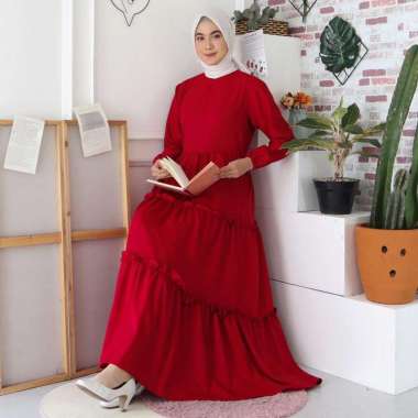 Gamis Dress Muslim Lebaran Terbaru 2021 Model Khanza Busui Moscrepe Import Rempel Baju Muslim Lebara