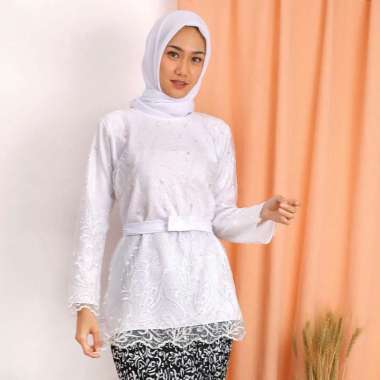 Kebaya Manohara TIlle Bordir Mutiara Premium Tunik Brukat Tulle Kebaya Kondangan Wisuda Rok Plisket 