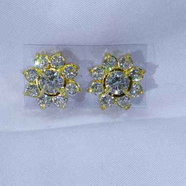 Anting Atau Giwang Bunga Diamond Cantik Aksesories Wanita Gold