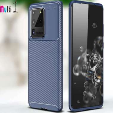Auto Focus Samsung Galaxy S20 Ultra Silicone Carbon Fiber Soft Case Blue