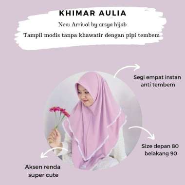 KERUDUNG JILBAB KHIMAR AULIA SEGIEMPAT INSTAN RENDA PUTIH 2LAYER TUMPUK DIAMOND CREPE NON PET L Puti