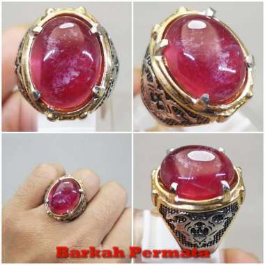 Cincin Batu Permata Ruby Corundum Merah Delima Asli Merah