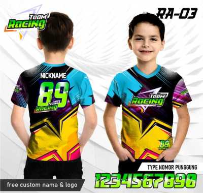 Jersey racing anak baju balap kaos motor 0 KUNING