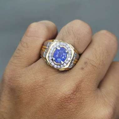 Batu Cincin Pria Natural Blue Safir Srilangka Asli