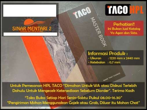 Taco HPL Premier White TH 002 AA Pengiriman Khusus Gojek dan Grab