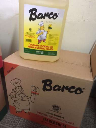 Minyak Goreng Kelapa "Barco" Jerrycan 5 liter -- 1 Dus (4 Pcs)