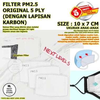 Refill Filter Masker PM 2.5 Tomo Kain N95 N99 Karbon Aktif Carbon Active Mask Hepa - UKURAN DEWASA DAN ANAK - PILIH DI VARIASI 10 x7 cm (ANAK-ANAK)