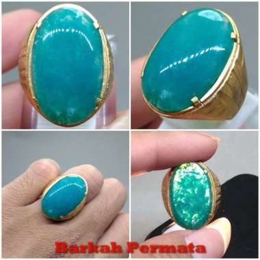 Cincin Batu Akik Bacan Hijau Asli Hijau