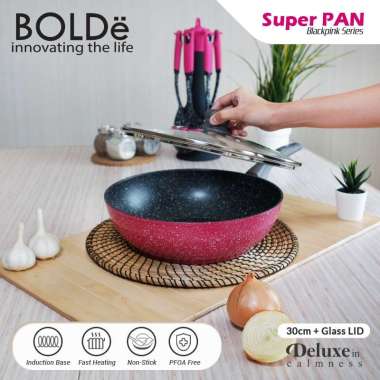BOLDe Super Pan Wok 30 cm + Glass Lid - Blackpink