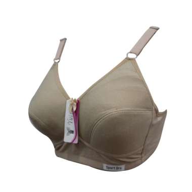 Bra Wanita Merek Yutind LM 206 Model Plunge BH Katun Busa Tipis Tanpa Kawat Sports Bra cream 36