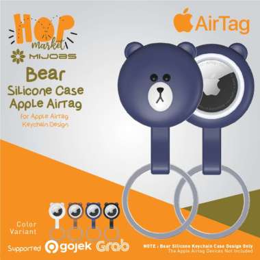 MIJOBS Gantungan Kunci Silicone Bear for Apple AirTag Case Cover / Keyring Holder Airtags Casing BLU