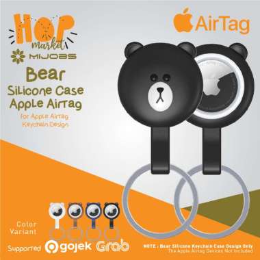 MIJOBS Gantungan Kunci Silicone Bear for Apple AirTag Case Cover / Keyring Holder Airtags Casing BLA