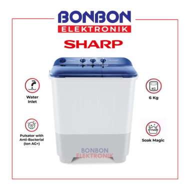 Sharp Mesin Cuci 2 Tabung 6.5KG ES-T65NT-BL / EST 65 NTBL 65NT
