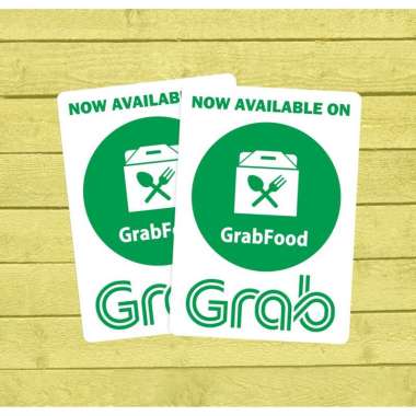 Sticker G0 F00D Vinyl 2 pcs. Stiker Tahan Air 10 x 14 cm. 2 pcs sticker Grabfood Putih Putih