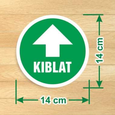 Sticker Sign Penunjuk Arah Kiblat Stiker Bundar Marka Masjid Mushola Diameter 14 cm