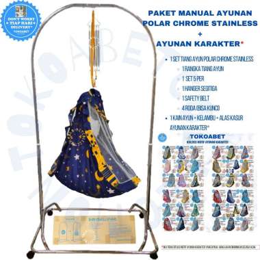 POLAR Tiang ayunan bayi perlengkapan tidur bayi ada roda per tiang chrome stainless & ayunan karakte