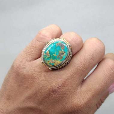 Batu Cincin Pirus Persia Asli Urat Emas