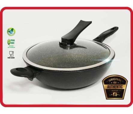 PANCI WOK 32 TEFLON ANTI LENGKET WAJAN PENGGORENGAN LASPEZIA ITALIA ORI 100% Multicolor
