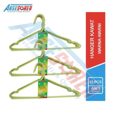 Hanger Gantungan Baju Kawat [10 Pcs/1 Set] / Hager Besi Baju Warna Warni / Gantungan Pakaian Celana 