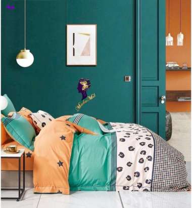 Madamel Set Sprei+BC Cotton Sateen Leopard Line-Titanium S. 120 x 200