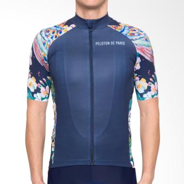 PELOTON DE PARIS Men Peacock Jersey Pakaian Sepeda Pria - Navy