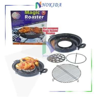 Nokida Magic Roaster [34 Cm] Alat Pemanggang Ayam Bakar Anti Lengket / Bakaran Sosis Kompor Gas / Pa