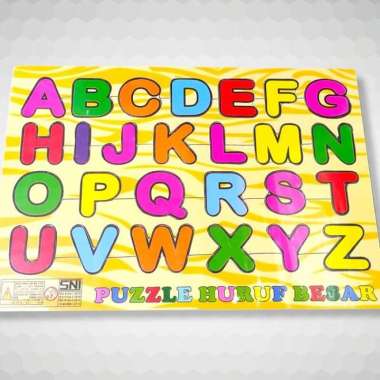 puzzle kayu asli,edukasi anak,seri huruf besar,SNI,original murah
