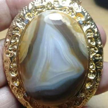 Liontin Batu Akik Motif Sulaiman Segitiga Antik 1