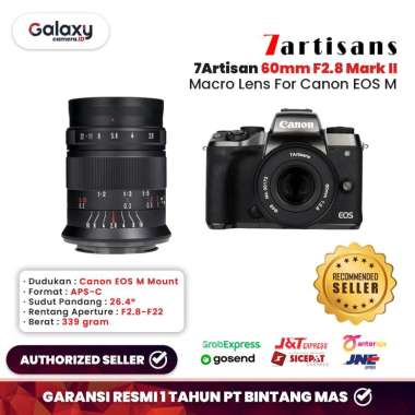 Lensa 7Artisans 60mm F2.8 Mark II Macro For Canon EOS M Mount Hitam