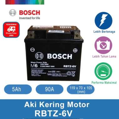 Aki Kering Motor Honda New Sonic - Maintenance Free - Bosch RBTZ-6V