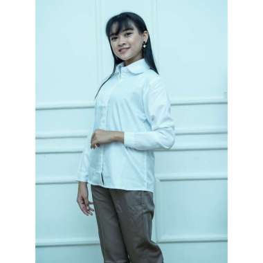 BLOUSE KATUN TOYOBO PANJANG TUNIK POLOS L Putih