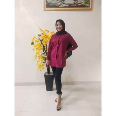 BLOUSE KATUN TOYOBO PANJANG TUNIK POLOS L Maroon