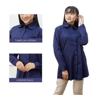 BLOUSE KATUN TOYOBO PANJANG TUNIK POLOS XL Navy