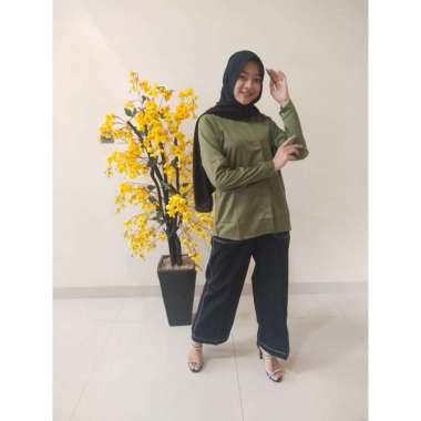 BLOUSE KATUN TOYOBO PANJANG TUNIK POLOS M Army