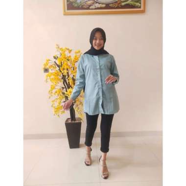 BLOUSE KATUN TOYOBO PANJANG TUNIK POLOS L Moss