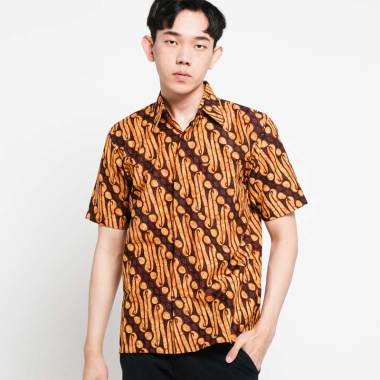 Batik Huza Gading Sogan Parang Besar Kemeja Lengan Pendek Pria