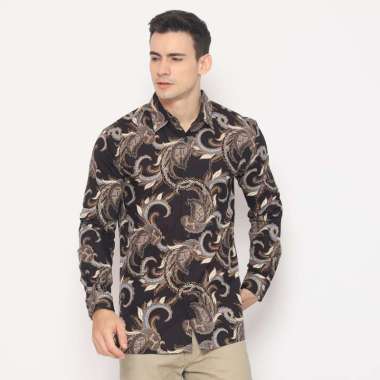 Platini Batik Pria Lengan Panjang Katun Hitam 460510 XXL