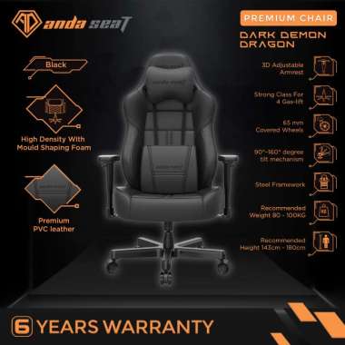 AndaSeat Dark Demon Dragon Series Gaming Chair - Hitam