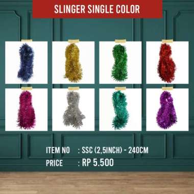 Slinger Tinsel Rumbai Warna Warni Hiasan Natal Parcel Lebaran Polos Gold / Emas